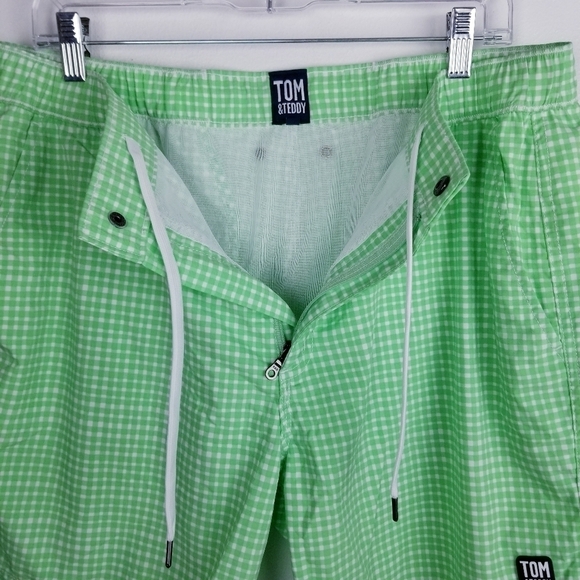 Tom & Teddy Green & White Swim Trunks Shorts size XL - Picture 7 of 10